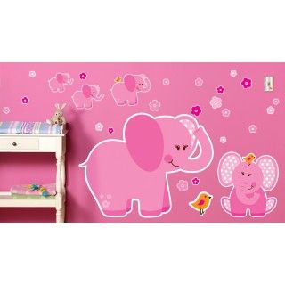 Pink Elephants Giant Wall Decals