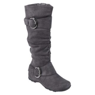 Womens Bamboo By Journee Slouchy Buckle Boots   Grey 9W