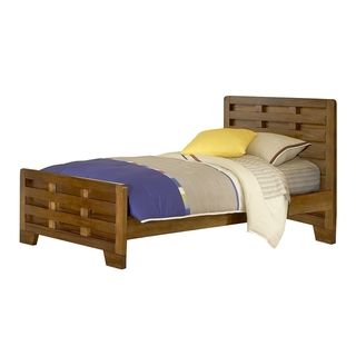 Rockford International Hardy Interlocking Wood Slats Twin Bed Brown Size Twin