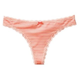 Gilligan & OMalley Womens Micro Lace Thong   Coral Stripe M