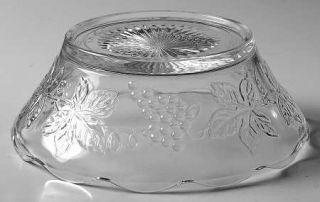 Anchor Hocking Vintage Clear Punch Bowl Stand   Clear,Grape Clusters And Leaves