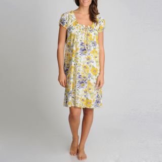La Cera Womens Yellow Floral Printed Chemise