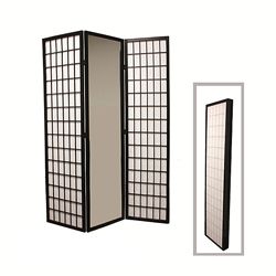 Black Finish 3 panel Mirror Room Divider