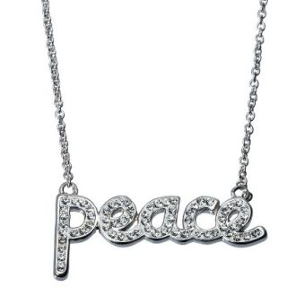 Peace Pendant Necklace   Silver/White