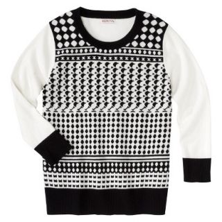 Merona Womens Jacquard Pullover Sweater   Black/Cream   S