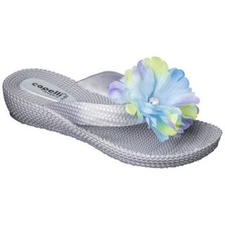 Girls Wedge Flip Flop Sandals   Silver 12 13
