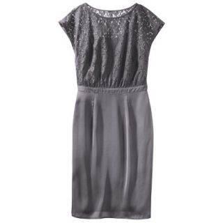 TEVOLIO Petites Lace Bodice Dress   Gray 14P