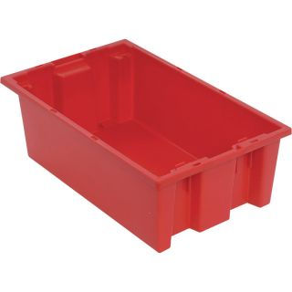 Quantum Storage Stack and Nest Tote Bin   18 Inch x 11 Inch x 6 Inch Size, Red,