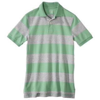 Mens Classic Fit Stripe Polo Shirt Green Gray M