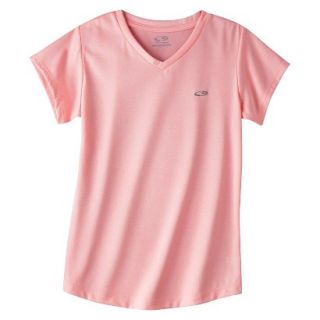 C9 by Champion Girls Duo Dry Endurance V Neck Short Sleeve Tech Tee   Pink XS