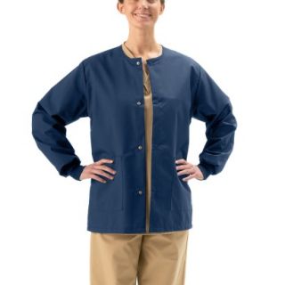 Medline Unisex Snap Front Warm Up Jacket with Two Pockets   Navy (X Large)