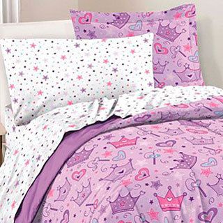 Stars And Crowns 7 piece Full size Bed In A Bag With Sheet Set