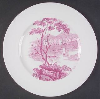 Wedgwood After Landscape Dinner Plate, Fine China Dinnerware   Pink,Enlarged Lan