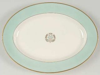 Pickard Malvern (Green&Gold Flower) 15 Oval Serving Platter, Fine China Dinnerw