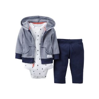 Carters Navy Sailboat 3 pc. Hoodie Set   Boys newborn 12m, Navy Stripe, Navy