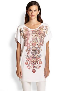 Just Cavalli Floral Print Long Tee   White