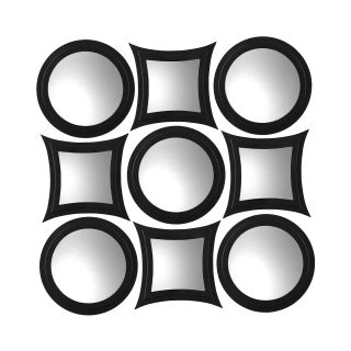 Set of 9 Squares and Circles Black Wall Mirrors