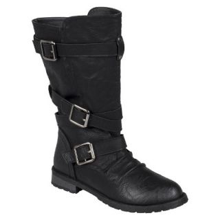 Womens Bamboo By Journee Round Toe Buckle Detail Boots   Black 7