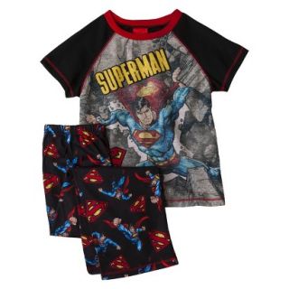 Superman Boys 2 Piece Short Sleeve Pajama Set   Black M