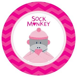 Sock Monkey Pink Round Placemats (4)