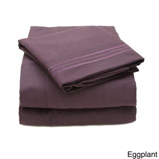 Bed Bath N More Triple Stitch 4 piece Bed Sheet Set Purple Size Twin