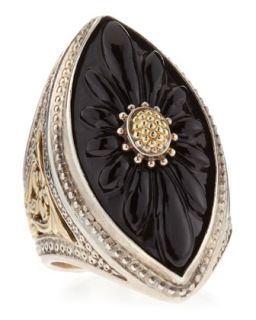 Carved Marquise Onyx Iris Ring