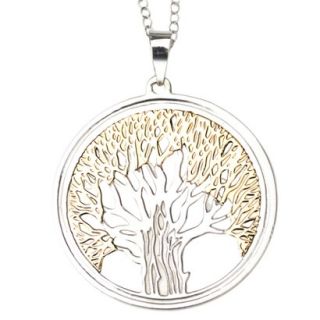 14Kt. Gold and Sterling Silver Two Tone Tree of Life Pendant   Silver (18)