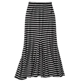 Xhilaration Juniors Godet Maxi Skirt   Black/Ivory Stripe L(11 13)
