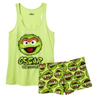 Sesame Street Juniors Tank/Short Pajama Set   Oscar Green M