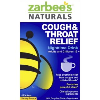 Zarbees Naturals Cough and Throat Relief Honey Lemon Nighttime Drink Packets  