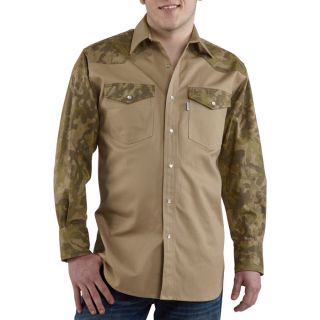 Carhartt Ironwood Snap Front Twill Work Shirt   Khaki/Camo, 3XL Tall, Model S209