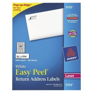 Avery 2/3 x 1 3/4 Laser Easy Peel Mailing Labels   White (6000 Per Pack)