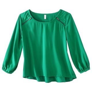 Xhilaration Juniors Long Sleeve Quilted Top   Graphic Green L(11 13)