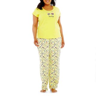 MIXIT Mixit Short Sleeve Pajama Set   Plus, Yellow, Womens