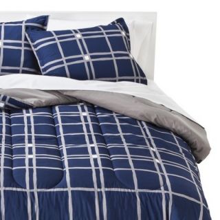 Room Essentials Plaid Comforter   Navy Blue (Full/Queen)