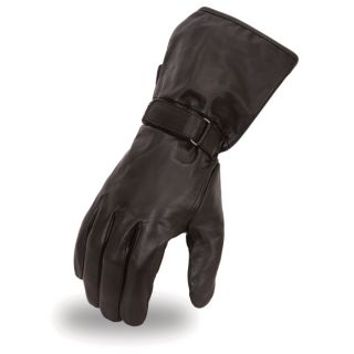 Mens Gauntlet Motorcycle Gloves   Black, Small, Model FI126GEL