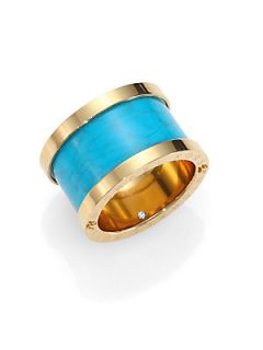 Michael Kors Faux Turquoise Barrel Ring   Gold Turquoise