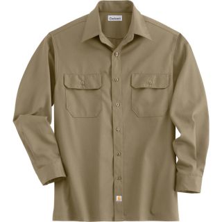 Carhartt Long Sleeve Twill Work Shirt   Khaki, Medium Tall, Model S224