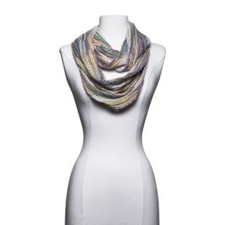 Multicolored Textured Woven Infinity Scarf   White