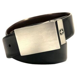 Swiss Gear Mens Genuine Leather Reversible Belt with Plaque Buckle   Charcoal L