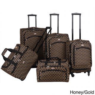 Favo Collection 5 piece Polka Dot Spinner Luggage Set