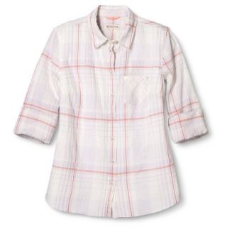 Merona Womens Favorite Button Down Gauze Shirt   Spring Lilac/Moxie Peach   M