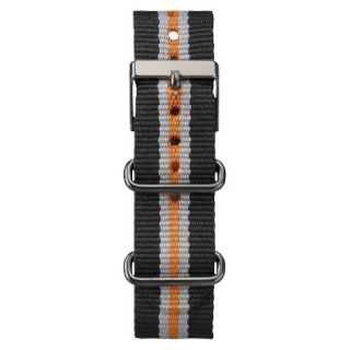 Timex Weekender Full Size Slip Thru Replacement 20mm Strap   Black/Orange  
