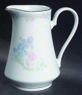 Excel Scene I Creamer, Fine China Dinnerware   Illusions,1 Ring Of Flowers On Ri