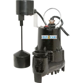 BurCam Cast Iron Submersible Sump Pump with Reducer   2400 GPH, 1/3 HP, Model