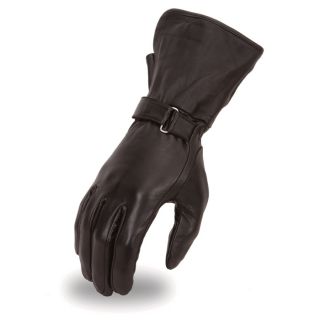 Mens Lightweight Gauntlet Motorcycle Gloves   Black, Small, Model FI125GL