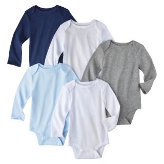 Circo Infant Boys 5 Pack Long sleeve Bodysuit   White/Blue/Grey 12 M