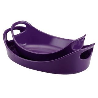 Rachael Ray Bubble and Brown Oval Baker Set   Purple