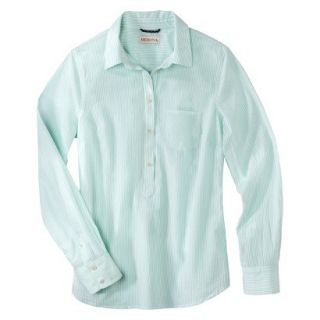 Merona Womens Popover Favorite Shirt   Aqua Stripe   S