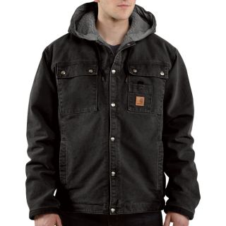 Carhartt Sandstone Hooded Multi Pocket Sherpa Lined Jacket   Black, 3XL, Model